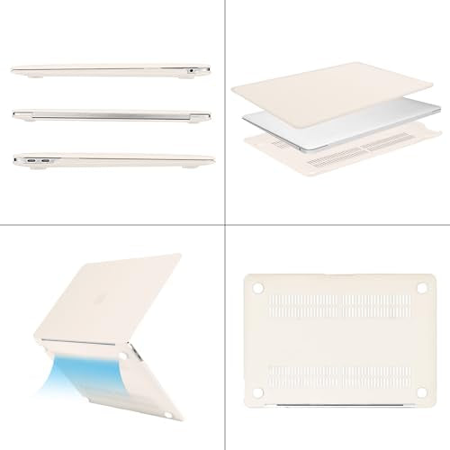 MOSISO Compatible with MacBook Air 13 inch Case M1 2021 2020 2019 2018 | A2337 A2179 A1932, Protective Hard Shell&Keyboard Cover&Screen Film&Pouch for MacBook Air 13.3 inch Case, Beige - color: Beige