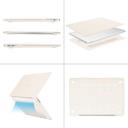 MOSISO Compatible with MacBook Air 13 inch Case M1 2021 2020 2019 2018 | A2337 A2179 A1932, Protective Hard Shell&Keyboard Cover&Screen Film&Pouch for MacBook Air 13.3 inch Case, Beige - color: Beige