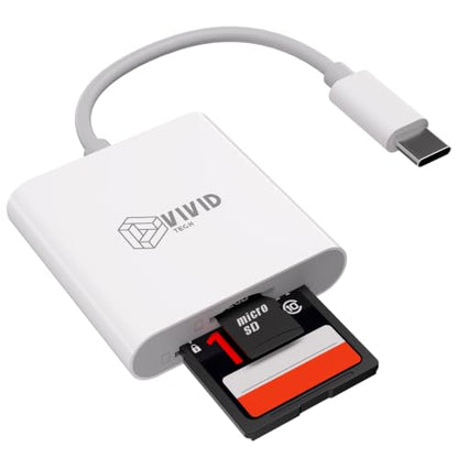 SD Card Reader for iPhone17/16/15 Pro Max/iPad/MacBook, Android Phones | USB C, Support SD, Micro SD & TF Card, Plug and Play, No App Driver Required, USB C SD Cards Reader for Camera Viewer - color: White