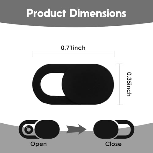 5Pcs Ultra-Thin 0.03 Inch Webcam Cover Slide, Privacy Security Camera Blocker, Strong Adhesive Laptop Phone Tablet Camera Cover for Pro iPhone iPad iMac PC Accessories-Black - color: Black
