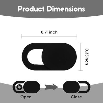 5Pcs Ultra-Thin 0.03 Inch Webcam Cover Slide, Privacy Security Camera Blocker, Strong Adhesive Laptop Phone Tablet Camera Cover for Pro iPhone iPad iMac PC Accessories-Black - color: Black