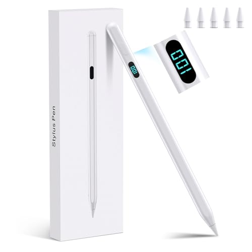 Stylus Pencil for iPad 2026-2018,Magnetic&Palm Rejection&Fast Charge-White | 5 Extra Tips-for Apple iPad Pro(M5&M4/)&Air(M4/M3/M2)13/12.9/11inch&iPad(A16)11-6Gen&Mini5/6/7(A17Pro)Gen - color: White