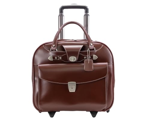 MCKLEIN DENALI, 15" Leather Wheeled Ladies' Laptop Briefcase - color: Red, size: Small