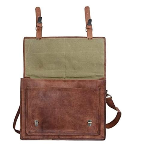 Komal's Passion Leather Briefcase for Men and Women 18 inch Handmade Leather Messenger Bag for Laptop Best Computer Satchel Distressed Bag (Single Pocket) - color: Single Pocket