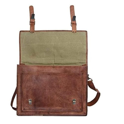 Komal's Passion Leather Briefcase for Men and Women 18 inch Handmade Leather Messenger Bag for Laptop Best Computer Satchel Distressed Bag (Single Pocket) - color: Single Pocket