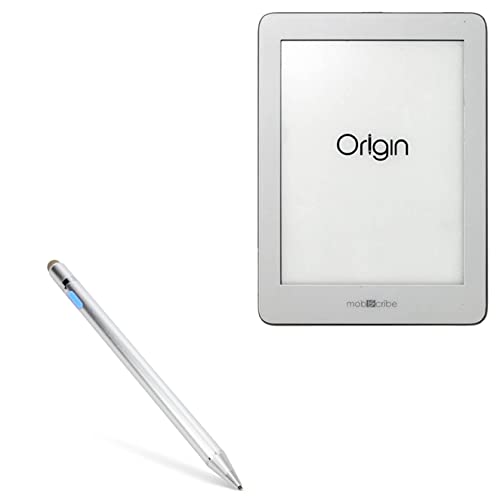 BoxWave Stylus Pen Compatible with Mobiscribe Origin E-Ink Notebook (6.8 in) - AccuPoint Active Stylus, Electronic Stylus with Ultra Fine Tip - Metallic Silver