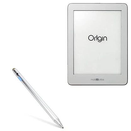 BoxWave Stylus Pen Compatible with Mobiscribe Origin E-Ink Notebook (6.8 in) - AccuPoint Active Stylus, Electronic Stylus with Ultra Fine Tip - Metallic Silver