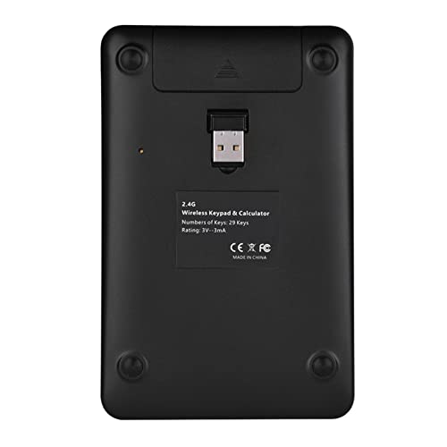 2.4G USB Numeric Keypad, 2 in 1 Mini Portable Numpad with LCD Display and USB Receiver and Calculator Function, Support Solar Power and 2 AAA Batteries