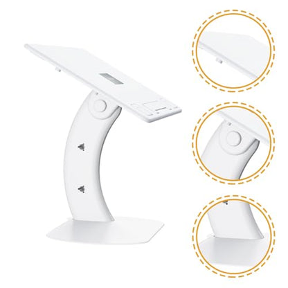 Cabilock Ergonomic Laptop Holder and Riser Stand with Anti-Slip Base, Portable Foldable White Laptop Support for Desk Reading and Study