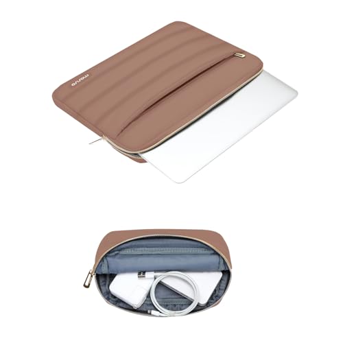 MOSISO Laptop Case 13.3 inch,13-13.3 inch Puffy Laptop Sleeve Compatible with MacBook Neo/Air 13.6 M5 M4 M3 M2 M1/Pro 13/14,HP Dell ASUS Lenovo,Polyester Horizontal Bag with Small Case, Mocha - color: Mocha, size: 13.3 inch