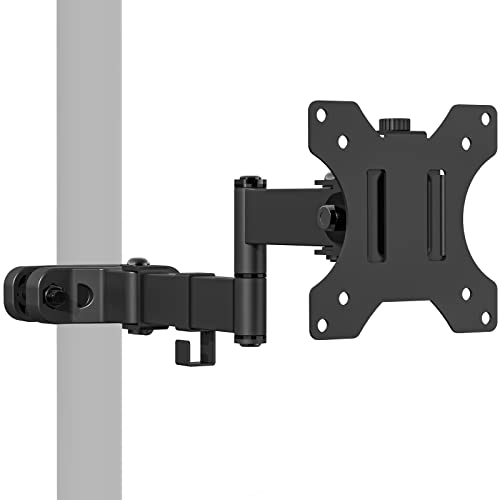 WALI Single Monitor Arm Mount for 17 to 32" Monitors, Full Motion Steel Monitor Pole Mount Bracket with Removable VESA Plate 75mm and 100mm, Vesa Mount for Outdoor, Gazebo, RVs (011ARM), Black - size: Up to 17.6