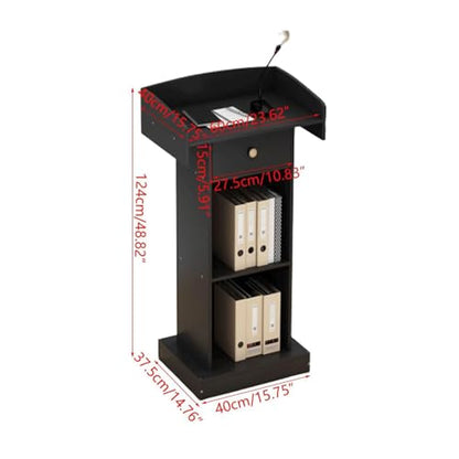 Presentation Lectern,Podium Podium Stand Luxury Podium Stand Wood Lecterns Pulpits for Churches with Drawers and Open Storage Reception Desk Portable Teacher Podiums Has - color: White