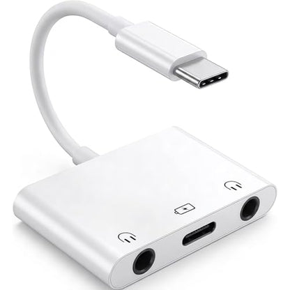 USB C to 3.5mm Headphone Adapter, USB C to Aux Headphone Splitter for 2 Headphones, USB C to 3.5mm Audio Adapter with PD Fast Charging Compatible with iPhone 17/16/15, iPad Pro, Galaxy S25/S24
