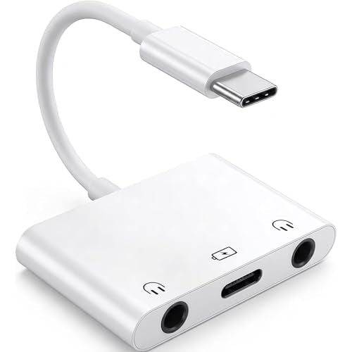 USB C to 3.5mm Headphone Adapter, USB C to Aux Headphone Splitter for 2 Headphones, USB C to 3.5mm Audio Adapter with PD Fast Charging Compatible with iPhone 17/16/15, iPad Pro, Galaxy S25/S24