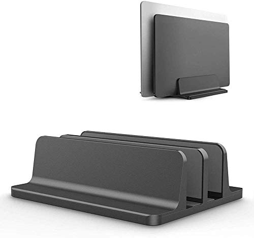 Universal Laptop Vertical Stand, Dual Desktop Adjustable Notebook Stand (up to 17.3 inches) for Samsung/HP/Dell/Chrome Book laptops (Black) - color: Black