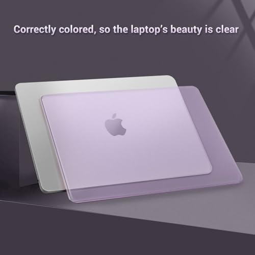 MOSISO Compatible with MacBook Air 13 inch Case M5 M4 M3 M2 2026-2022 | 2 in 1 Kit Anti-Fingerprints Shell for Mac Air 13.6, Ultra Seamlessly Closes Cover, A3449 A3240 A3113 A2681, Purple - color: Purple