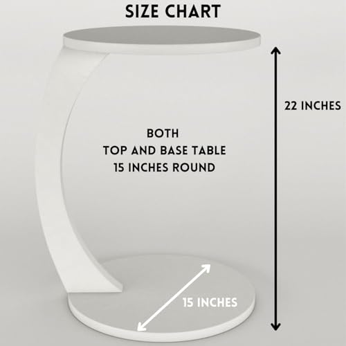 C Shaped End Table for Couch Small Places, Space Saver Round Side Table for Sofa and Bedside with Wheel, Coffee and Eating Snack Time Tray for Living Room, Office (White) - color: White