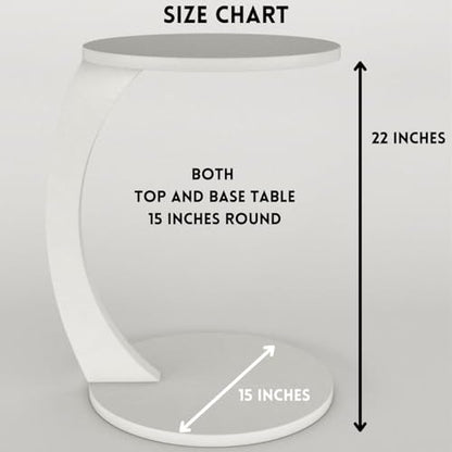 C Shaped End Table for Couch Small Places, Space Saver Round Side Table for Sofa and Bedside with Wheel, Coffee and Eating Snack Time Tray for Living Room, Office (White) - color: White