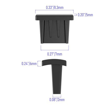 10 PCS Mini USB Port Anti-dust Plugs, Silicone Covers Caps Stoppers, Port Protector for PC Laptop Notebook Computers, 0.28 x 0.08 (LxW) - size: Mini USB/Black/10 PCS