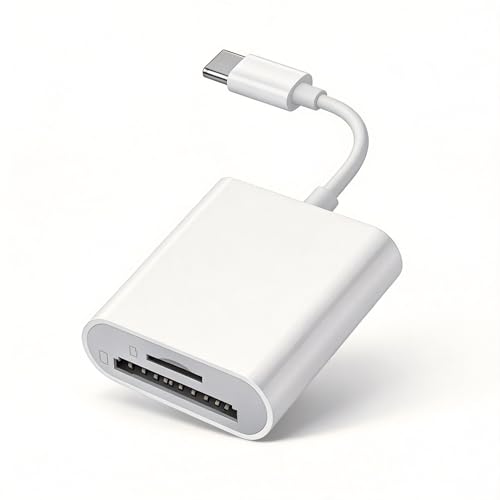 USB C SD Card Reader, 2-Slot Type C Memory Card Reader for SD/MicroSD Cards, Trail Camera Viewer Compatible with iPhone 15 16, iPad, MacBook, Android OTG Devices, Plug & Play
