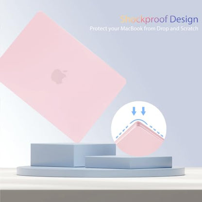 Teryeefi Case for MacBook Air 15 inch M5 M4 M3 M2 Chip (2026 2025 2024 2023 Release) A3448 A3241 A3114 A2941 l, Sparkly Laptop Hard Shell with Keyboard Cover+ Adapter+Screen Protector, Chalk Pink - color: Hot Pink