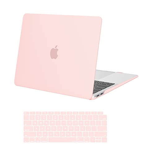 MOSISO Compatible with MacBook Air 13 inch Case M1 2021 2020 2019 2018 Release A2337 A2179 A1932 Touch ID, Plastic Hard Shell Cover&Keyboard Cover for MacBook Air 13.3 inch Case M1, Chalk Pink - color: Chalk Pink