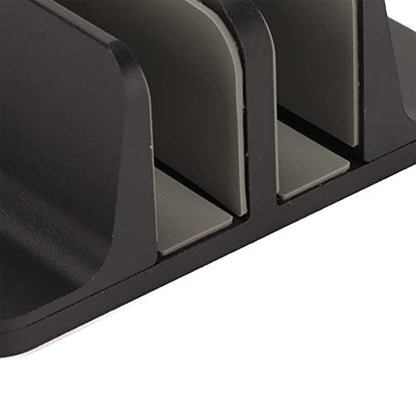 flexman Vertical Laptop Stand Holder, Double Dock Cooling Aluminum Alloy Desktop Stand Holder with Silicone Protective Pad for Computers, Tablets, Books Storage