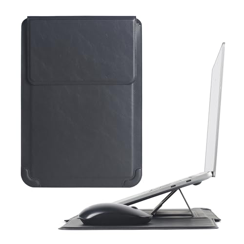 16 Inch Multifunctional Laptop Sleeve Case with Stand Soft Slim Cover for MacBook Pro/Air/ThinkPad X1/Dell XPS/Lenovo Yoga/HP Pavilion/ASUS Zenbook/LG gram/Chromebook 15" 15.3" 15.6" - color: Textured Black, size: 15-16 Inch