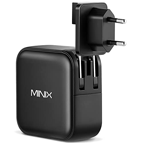 MINIX NEO P3 100W Turbo 4-Port GaN Wall Charger, 3 x USB C port Fast Charging Power Adapter(Max 100W/20W), 1 USB-A (Max 18W). Compatible with MacBook Pro Air, iPad Pro, iPhone 17/16 Pro Max,Galaxy S23