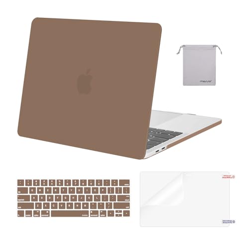 MOSISO Compatible with MacBook Pro 15 inch Case A1990 A1707, Caramel Brown | Protective Crack-Resistant Plastic Peony Hard Shell Case&Keyboard Cover Skin& Screen Protector - color: Caramel Brown