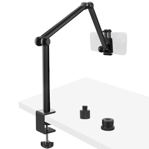 HEMMOTOP Magic Arm Desk Mount/Clamp, 28" | Overhead iPhone Mount, Adjustable Camera Arm for iPad, for Yeti Snowball Microphone, Light, Webcam, Action Camera AS05