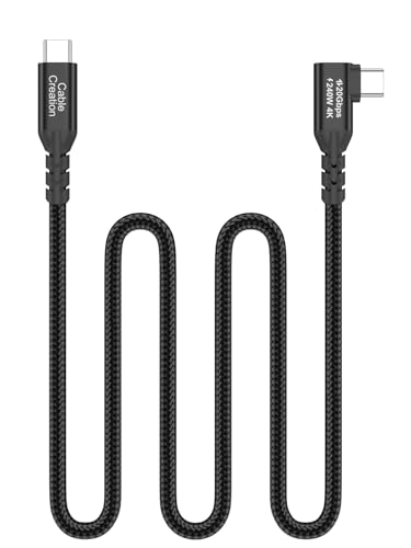 CableCreation 20G USB 3.2Gen 2x2 for Thunderbolt 5 Cable 3.3FT, 240W PD 3.1 Charging, 120Gbps Bandwidth for 8K Video, Braided USB C Data Cable for SSD, MacBook M4 Pro, iPhone17/16,Dock,Auto - color: 20G, size: 3.3FT-Angled