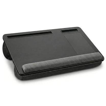 Lap Desk with Soft Cushion – Portable Laptop Desk for Bed, Couch & Home Office, Removable Mouse Pad & Anti-Slip Strip for 17 inch Laptop (Large, Wood and Black) (Black)