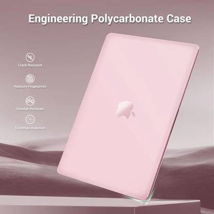 MOSISO Compatible with MacBook Air 13 inch Case M5 M4 M3 M2 2026-2022 | 2 in 1 Kit Anti-Fingerprints Shell for Mac Air 13.6, Ultra Seamlessly Closes Cover, A3449 A3240 A3113 A2681, Baby Pink - color: Baby Pink