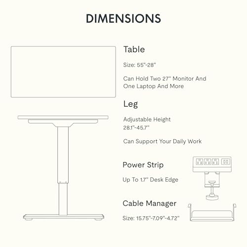 FLEXISPOT EN2 55"x28" Bamboo Electric Standing Desk with Power Strip | Solid Bamboo Desktop, Cable Management, Convenient Clamp Power Strip, And Clean Home Office Setup, Grey Frame - color: Bamboo Top + Grey Frame, size: 55x28"