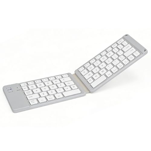LICAEVEY Foldable Bluetooth Keyboard, Slim Portable Wireless Dual Mode with Silent Operation and Soft Keystrokes, for Smartphones Tablets Laptops Desktop Travel Outdoor Work (White)
