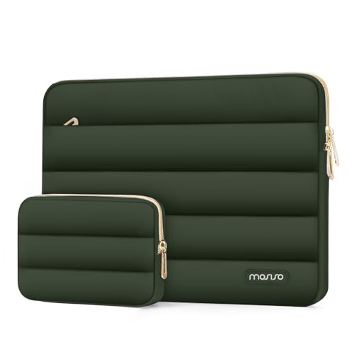 MOSISO Laptop Case 16 inch, 15-15.6 inch Puffy Laptop Sleeve Compatible with MacBook Pro 16 M5 M4 M3 M2 M1, HP Dell ASUS Acer Toshiba Lenovo, Polyester Horizontal Bag with Small Case, Army Green - color: Army Green, size: 16 inch