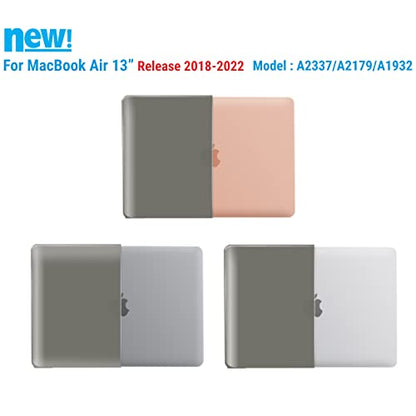 IBENZER Compatible with 2022 2021 2020 MacBook Air 13 inch case M1 A2337 A2179 A1932, Plastic Hard Shell Case for Mac Air 13 Retina Display with Touch ID, Gray, MMA-T13GY - color: Gray