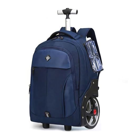 WMHYLYH Rolling Backpack with Wheels, Waterproof Backpack with Large Wheels for Business and Travel Commuter, Carry on Backpack with Laptop Compartment for Women and Men Adult (Blue, 20inch) - color: Blue, size: 20 inches