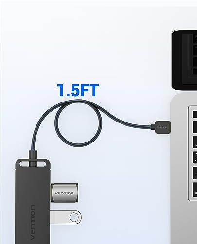 USB Hub VENTION 4-Port USB 3.0 Hub 1.5FT Ultra-Slim Data USB Splitter Charging Supported Compatible with MacBook, Laptop, Surface Pro, PS4, PC, Flash Drive, Mobile HDD - size: 1.5FT, style: USB 3.0 5Gbps