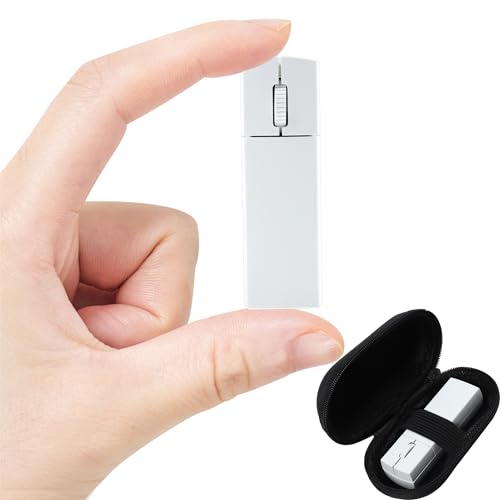 Wireless Bluetooth Mouse Mini 3-Mode (BT4.0/5.0+2.4G) Finger Noiseless Rechargeable Travel Small Mice with Mouse Case 3 Buttons Ultra Lightweight Portable Cordless Mice for Desktop Laptops PC(White) - color: White