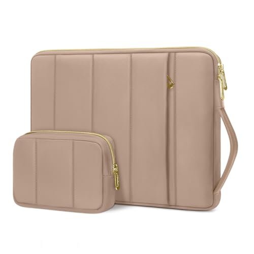 MOSISO 13-14 inch Laptop Case, 13.3 inch Puffy Laptop Sleeve Compatible with MacBook Air 13.6 M5 M4 M3 M2 M1/Neo/Pro 13/14,HP Dell ASUS Lenovo, Rectangle Vertical Bag with Small Case&Side Handle,Brown - color: Brown