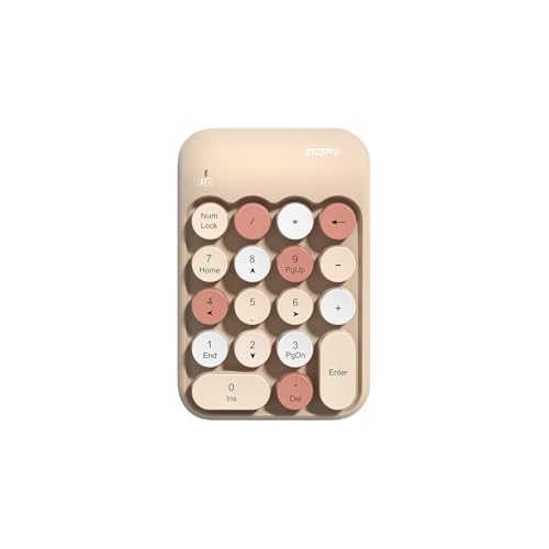 Sahara - Wireless Numeric Keypad, Retro Round Keycaps, Portable Number Pad with Ergonomic Design, USB Receiver, Compatible with Laptop/Desktop PC (Sand Beige) - color: Sand Beige