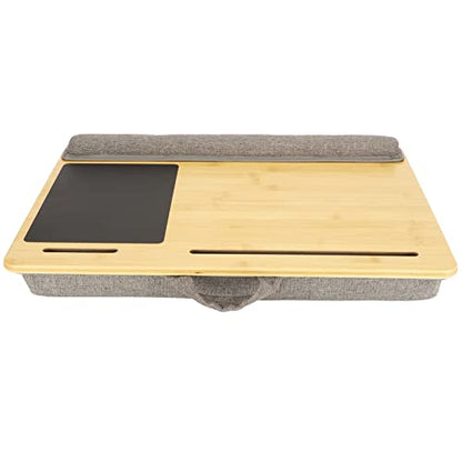 Laptop Desk Built in Slot Mouse Pad Wrist Pad Fits Up to 18.5 Inch Laptop Bamboo Top Lap Desk with Pillow Cushion Large Space DeskLap DeskPortable Lap DeskBamboo