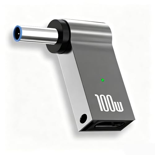 USB C to Slim Laptop Charging Adapter Female Type C to Male DC 4.5 x 3.0mm Barrel Jack Plug Converter 100W PD Power Charger Connector Tip for Probook Notebook Elitebook f211wm f233wm ENVY 17 13 15 HP