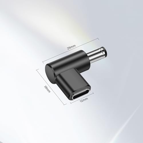 12V USB C to DC 5.5 x 2.1mm Converter,90 Degree DC 5.5 x 2.1mm Male to USB C Female PD Emulator Trigger Adapter,for Camera, Router，LED Light（4-Pack）
