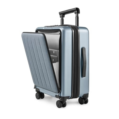 NINETYGO Carry On Luggage 22X14X9 Airline Approved with Front Pocket, 20 Inch Luggage with Front Compartment, Expandable, Double Spinner Wheels, Hardsided PC, TSA Lock (Shadow, Seine Max) - color: 10-Shadow (Seine Max), size: Carry-On 20-Inch (Clamshell,