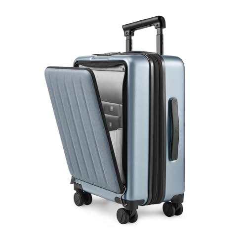 NINETYGO Carry On Luggage 22X14X9 Airline Approved with Front Pocket, 20 Inch Luggage with Front Compartment, Expandable, Double Spinner Wheels, Hardsided PC, TSA Lock (Shadow, Seine Max) - color: 10-Shadow (Seine Max), size: Carry-On 20-Inch (Clamshell,