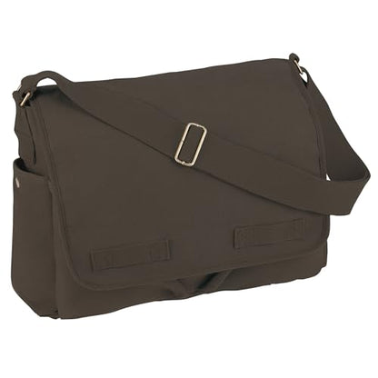 Rothco Classic Canvas Messenger Bag | Durable Canvas Shoulder Bag, Crossbody Designed For EDC, Travel, Commuting, Organized Storage And Dependable Carry - color: Brown