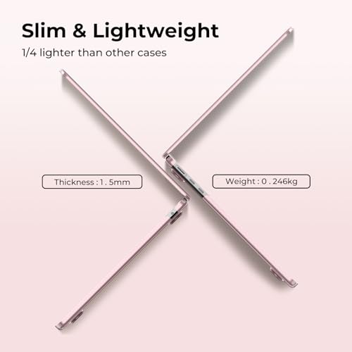 EooCoo Case Compatible with MacBook Air 13 inch M5 2026-2022 M4 M3 M2 A3449 A3240 A3113 A2681, Crystal Hard Shell Scratch Resistant Protective Cover for Mac Air 13.6 inch, Pink - color: Crystal Pink, size: Air 13.6-inch